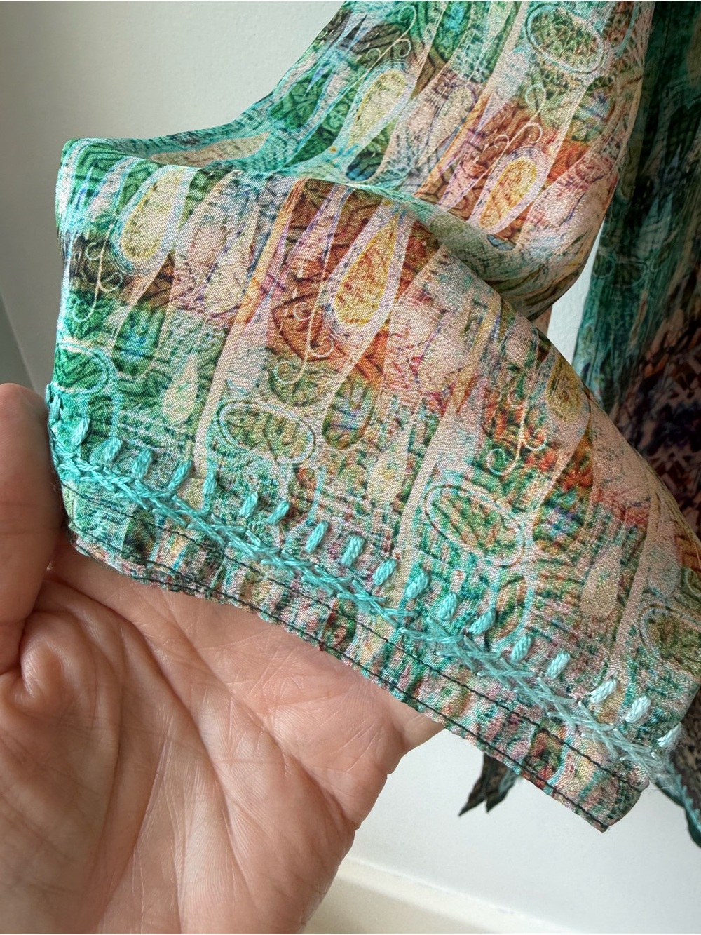 Dolma silk blend embroidered tunic SzL boho - Picture 5 of 13